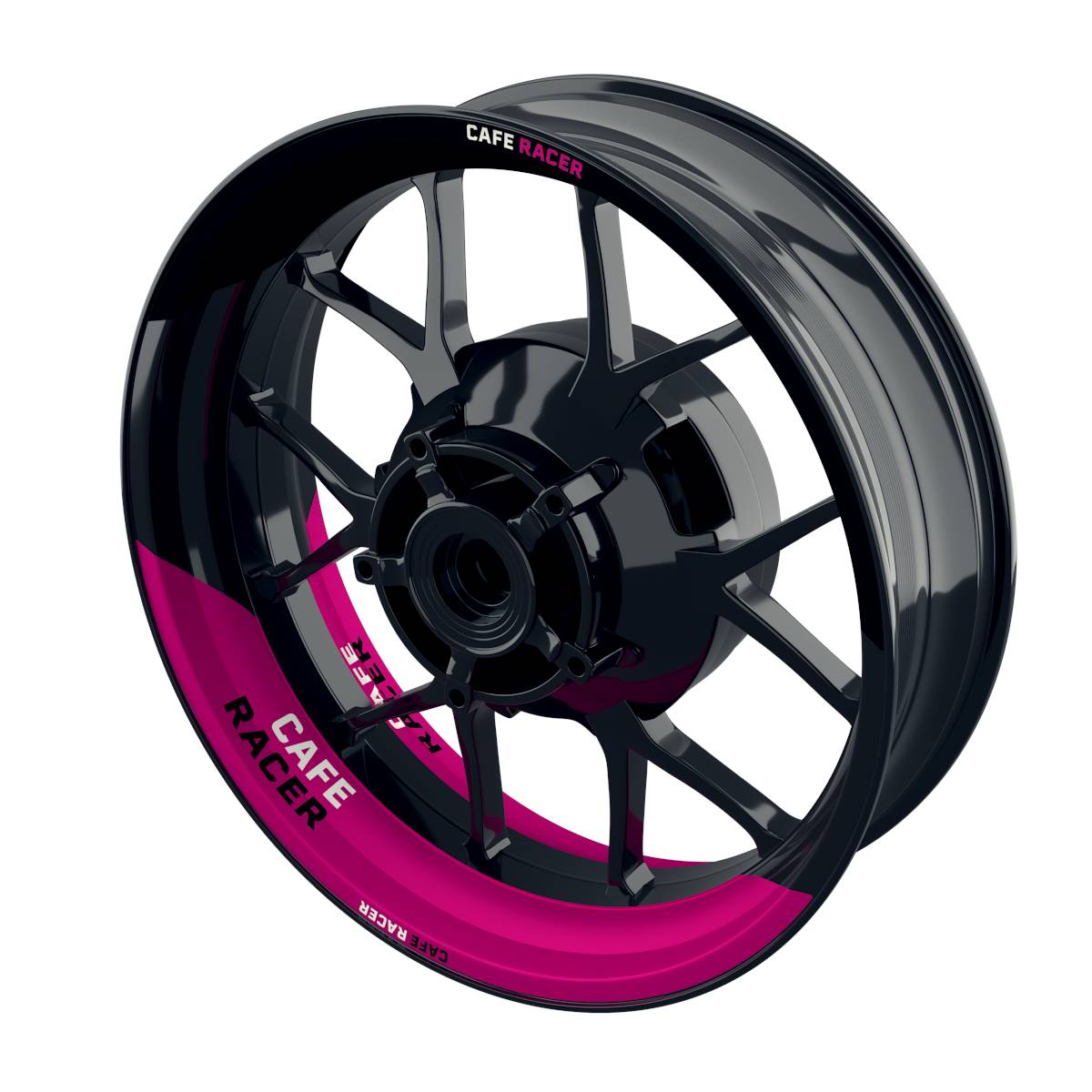 Felgenaufkleber Cafe Racer halb halb Wheelsticker Premium geteilt pink