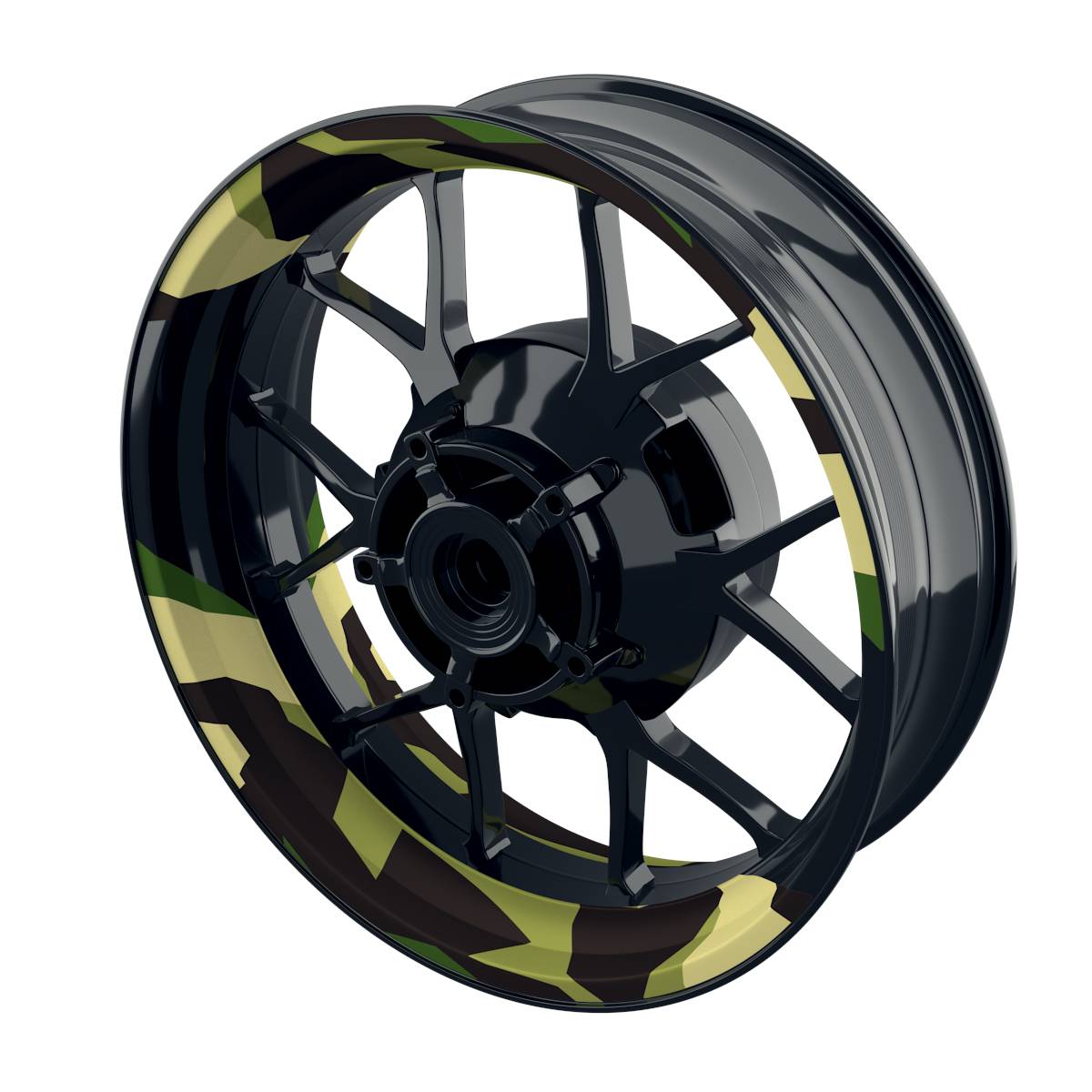 Felgenaufkleber Camouflage Eckig Gruen Wheelsticker Premium geteilt keine