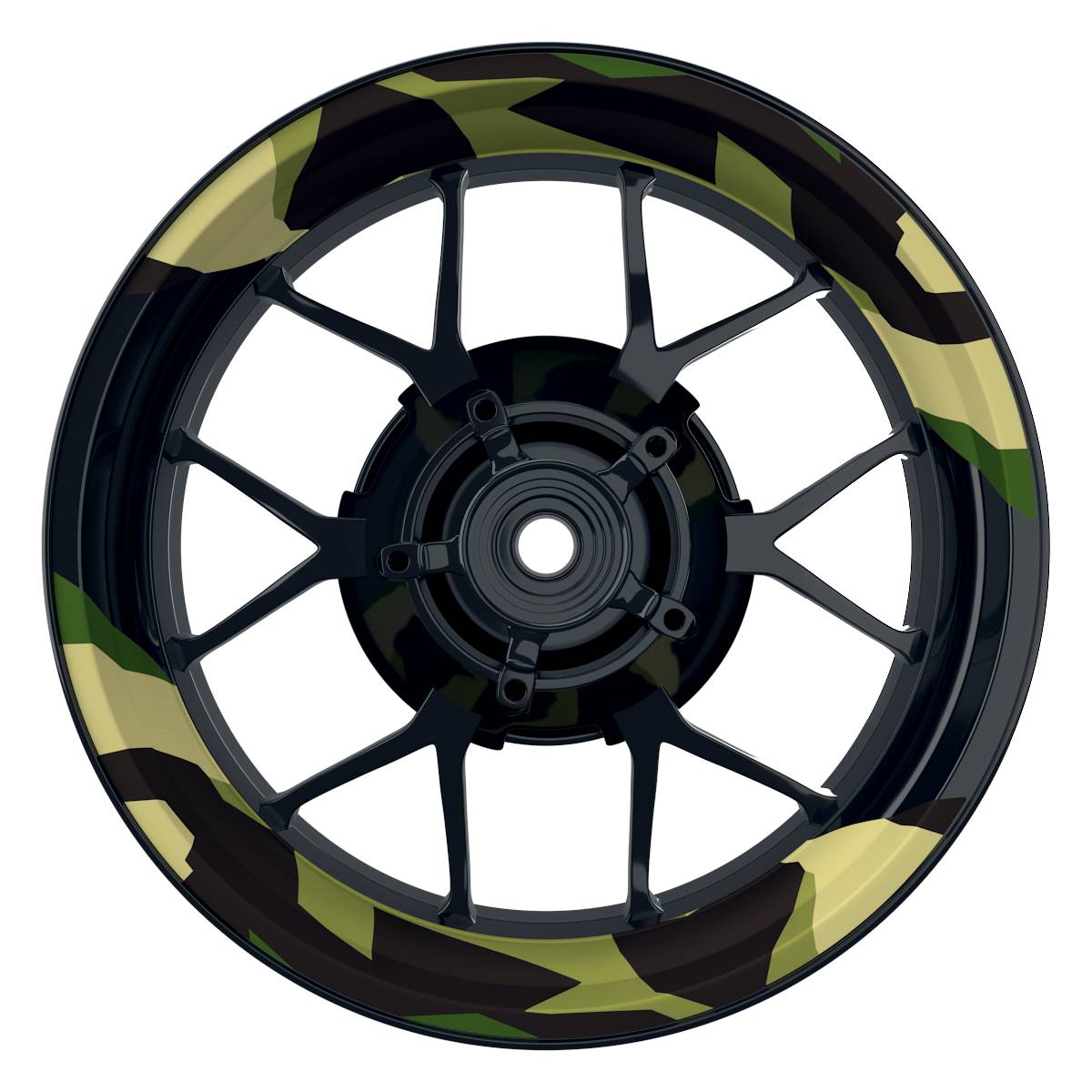 Felgenaufkleber Camouflage Eckig Gruen Wheelsticker Premium geteilt keine