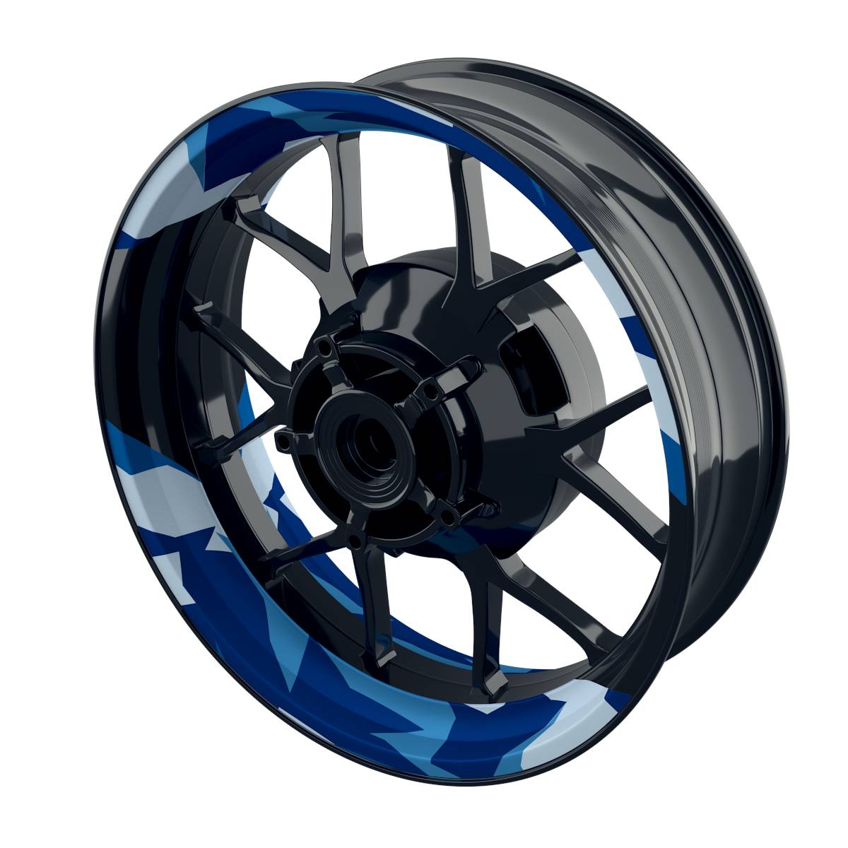 Felgenaufkleber Camouflage Eckig blau Wheelsticker Premium geteilt keine
