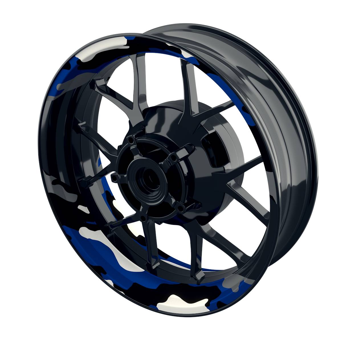 Felgenaufkleber Camouflage rund Premium geteilt blau
