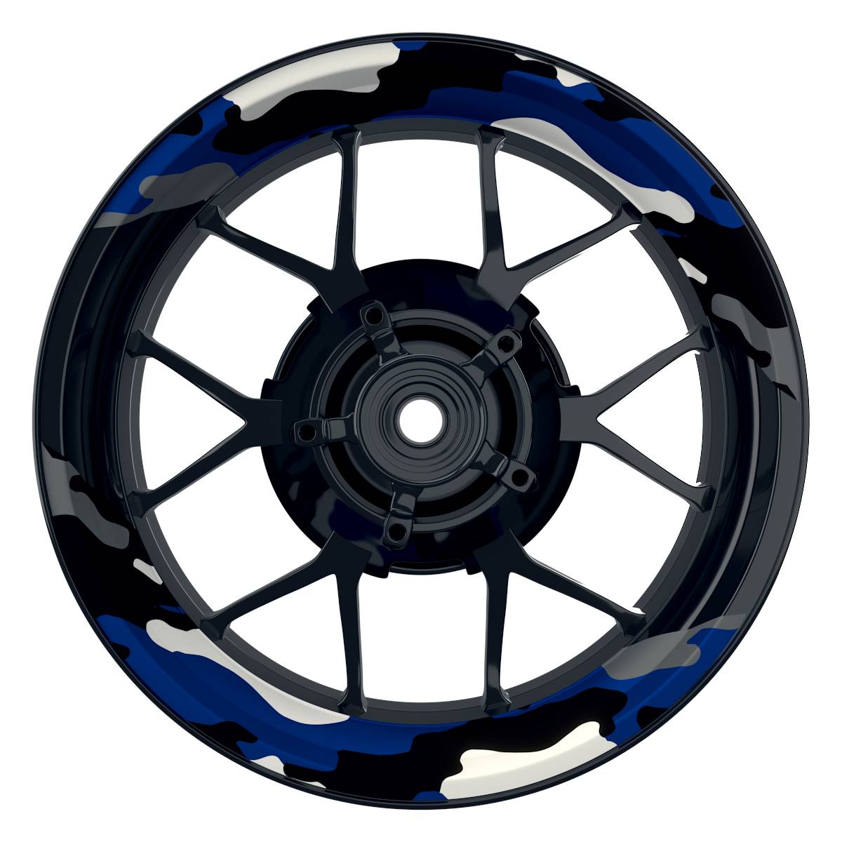Felgenaufkleber Camouflage rund Premium geteilt blau