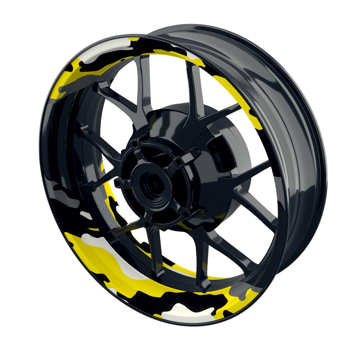 Felgenaufkleber Camouflage rund Premium geteilt gelb