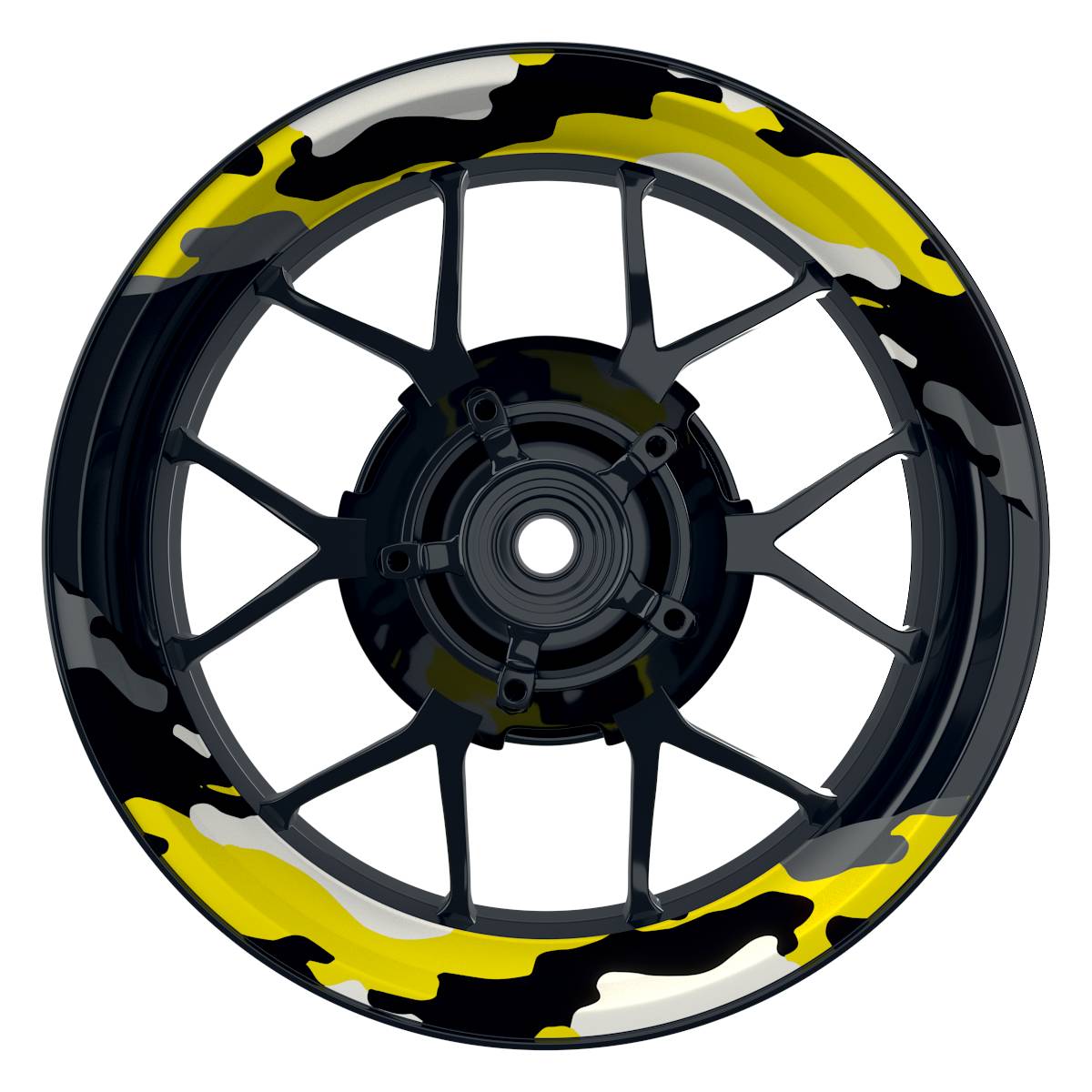 Felgenaufkleber Camouflage rund Premium geteilt gelb