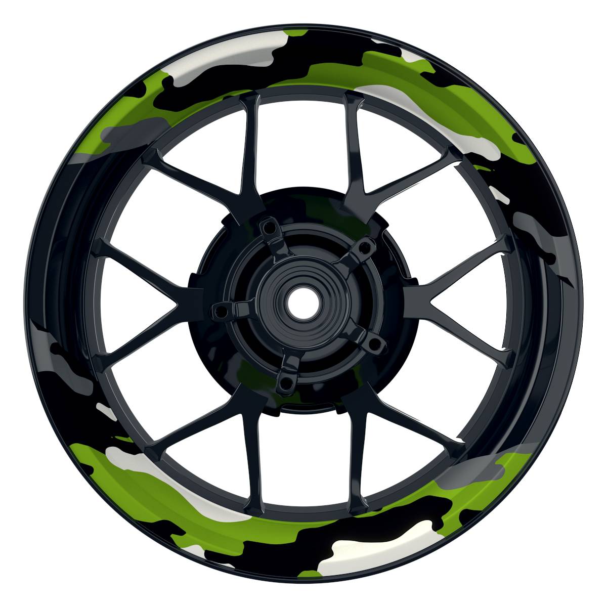 Felgenaufkleber Camouflage rund Premium geteilt grün