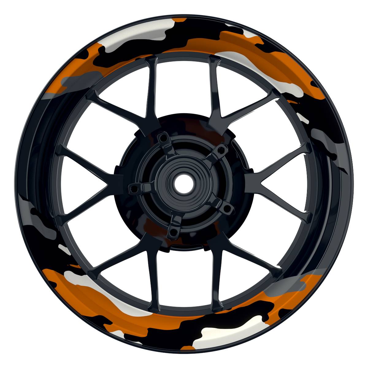 Felgenaufkleber Camouflage rund Premium geteilt orange