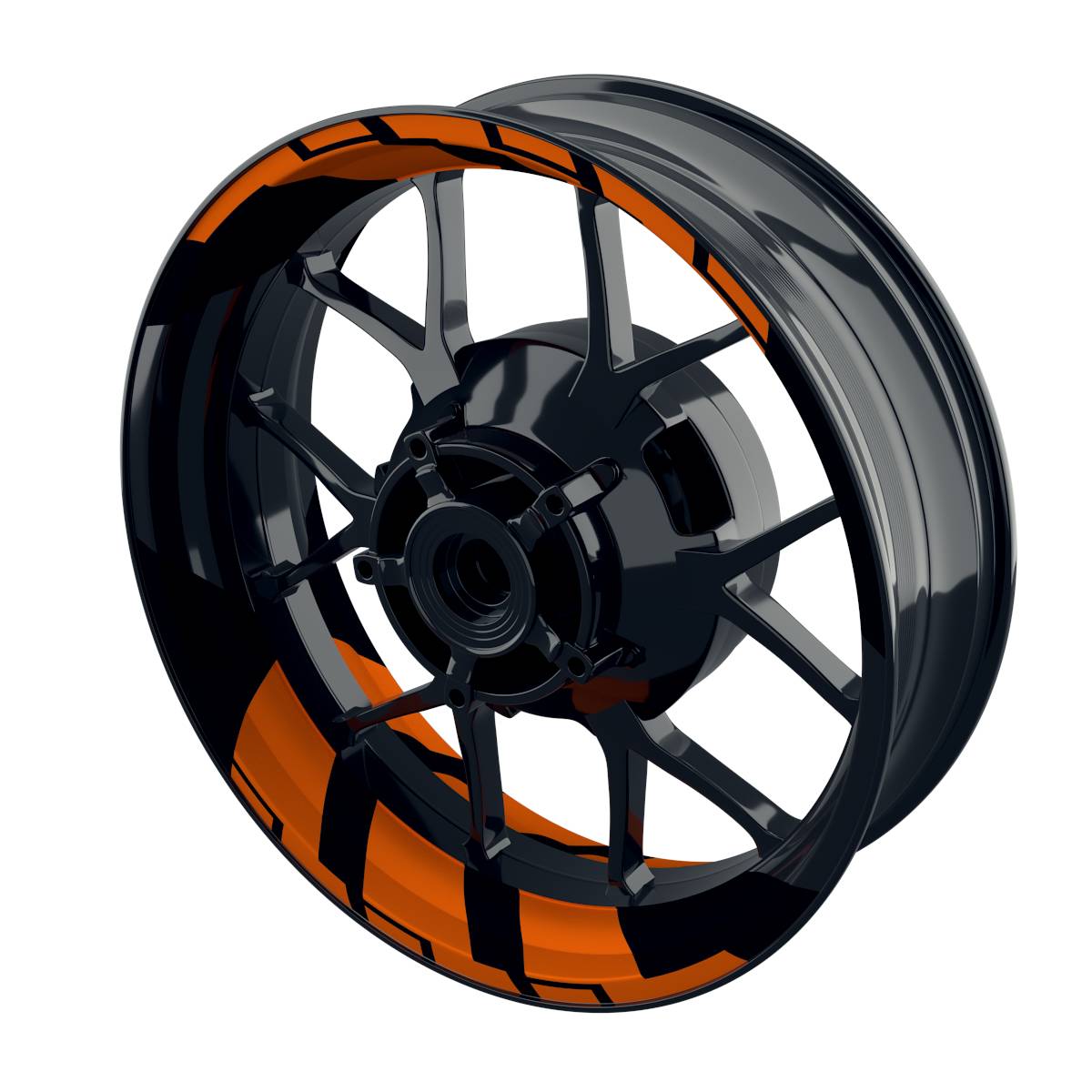 Felgenaufkleber Chainsaw schwarz Wheelsticker Premium geteilt orange