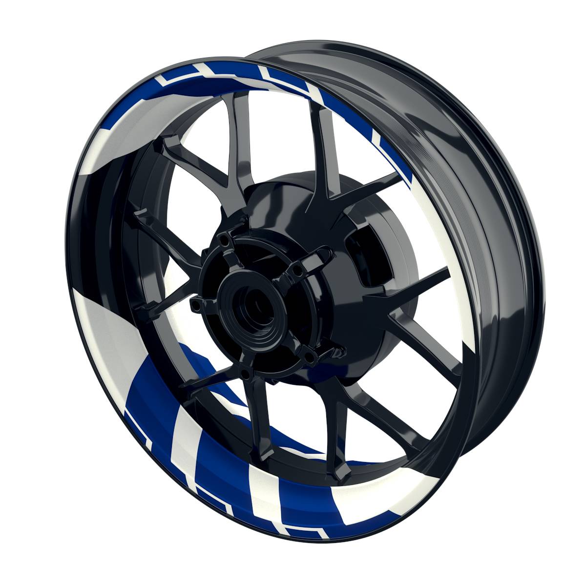 Felgenaufkleber Chainsaw weiss Wheelsticker Premium geteilt blau