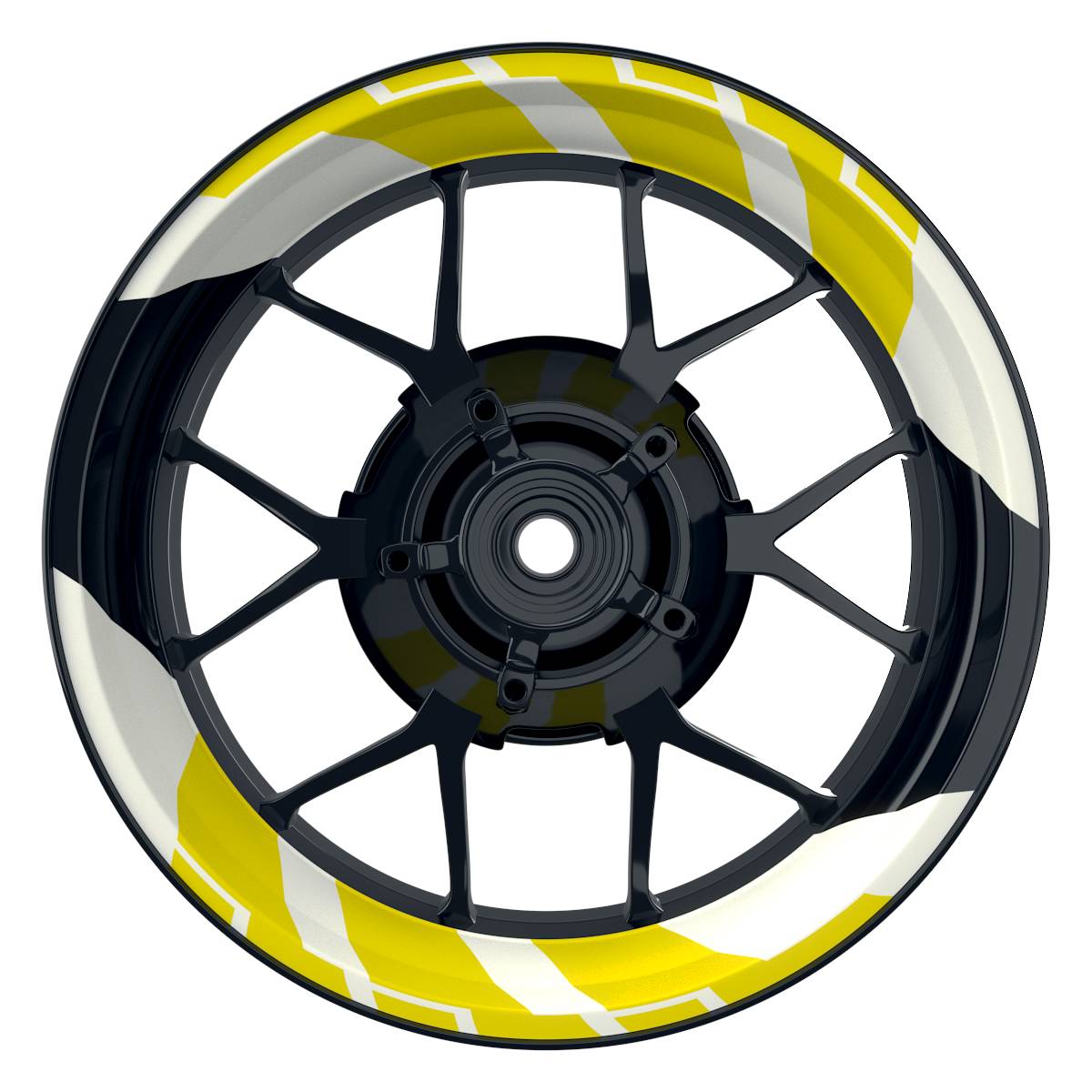 Felgenaufkleber Chainsaw weiss Wheelsticker Premium geteilt gelb