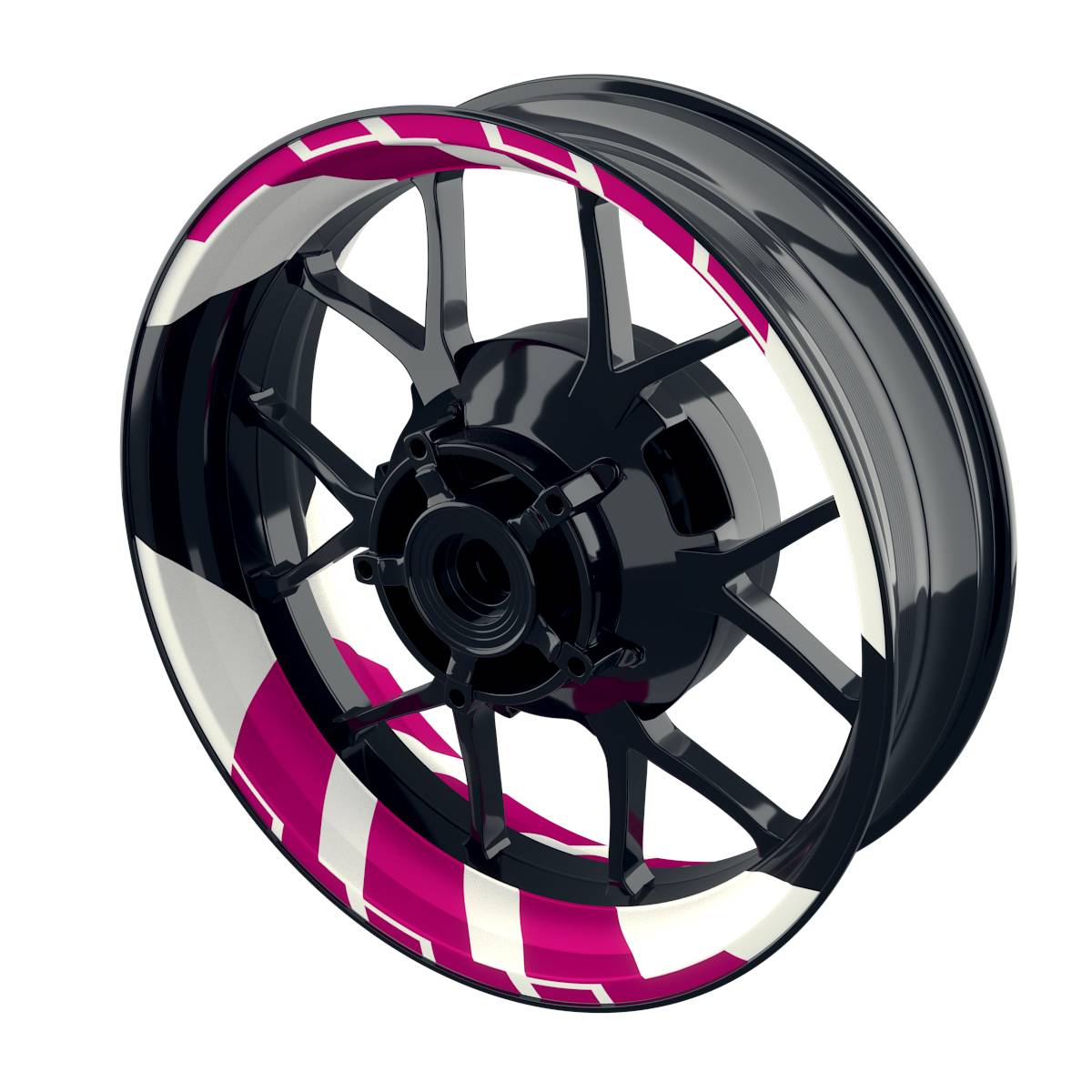 Felgenaufkleber Chainsaw weiss Wheelsticker Premium geteilt pink