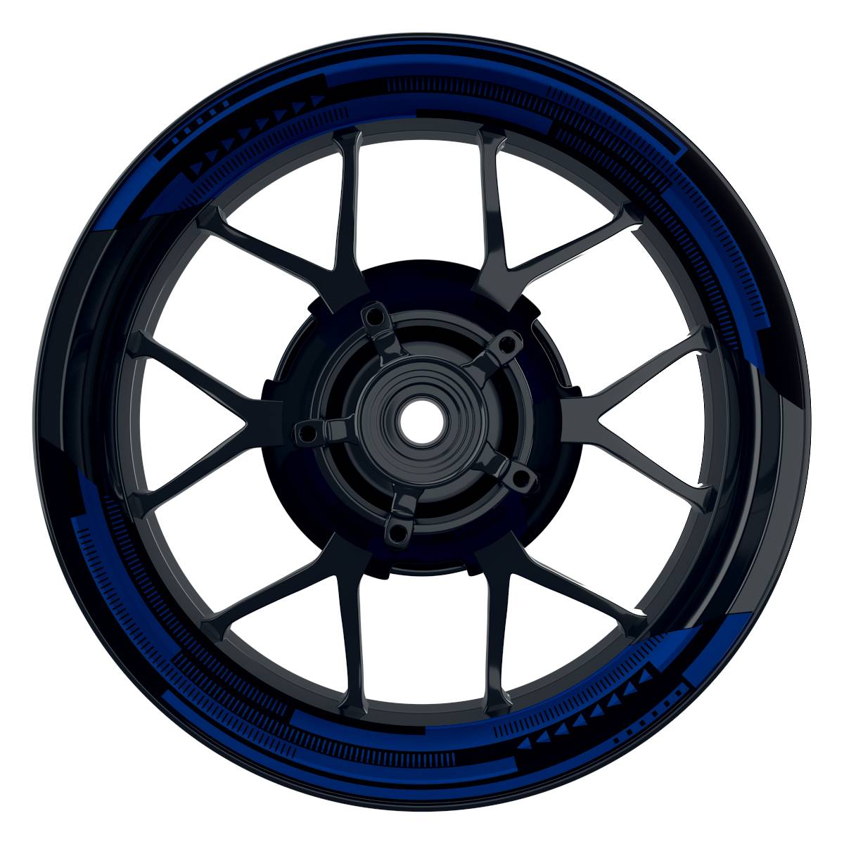 Felgenaufkleber Cybertech schwarz Wheelsticker Premium geteilt blau