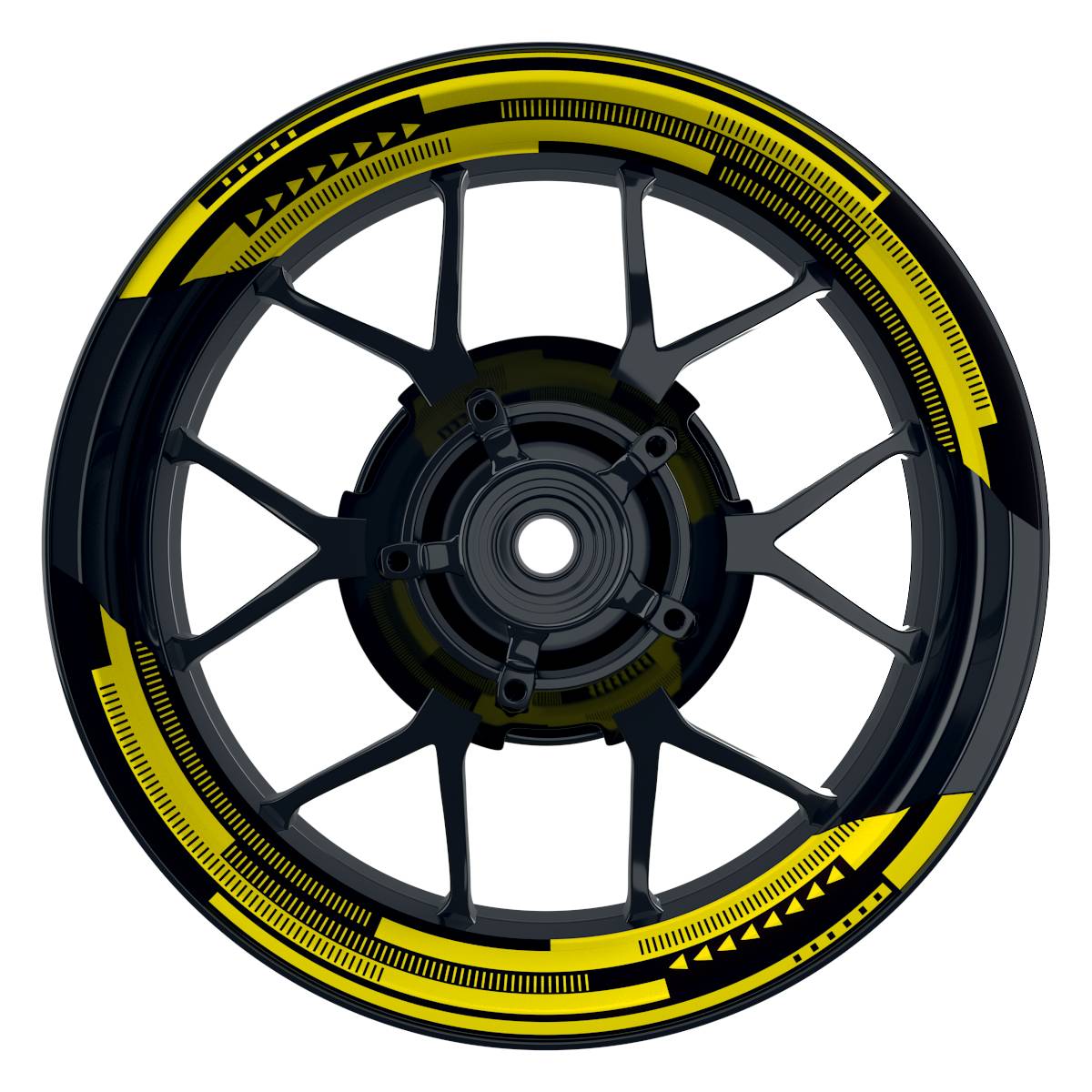 Felgenaufkleber Cybertech schwarz Wheelsticker Premium geteilt gelb