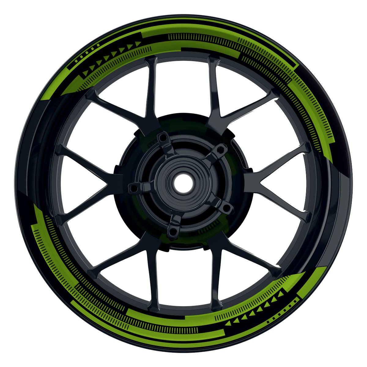 Felgenaufkleber Cybertech schwarz Wheelsticker Premium geteilt grün