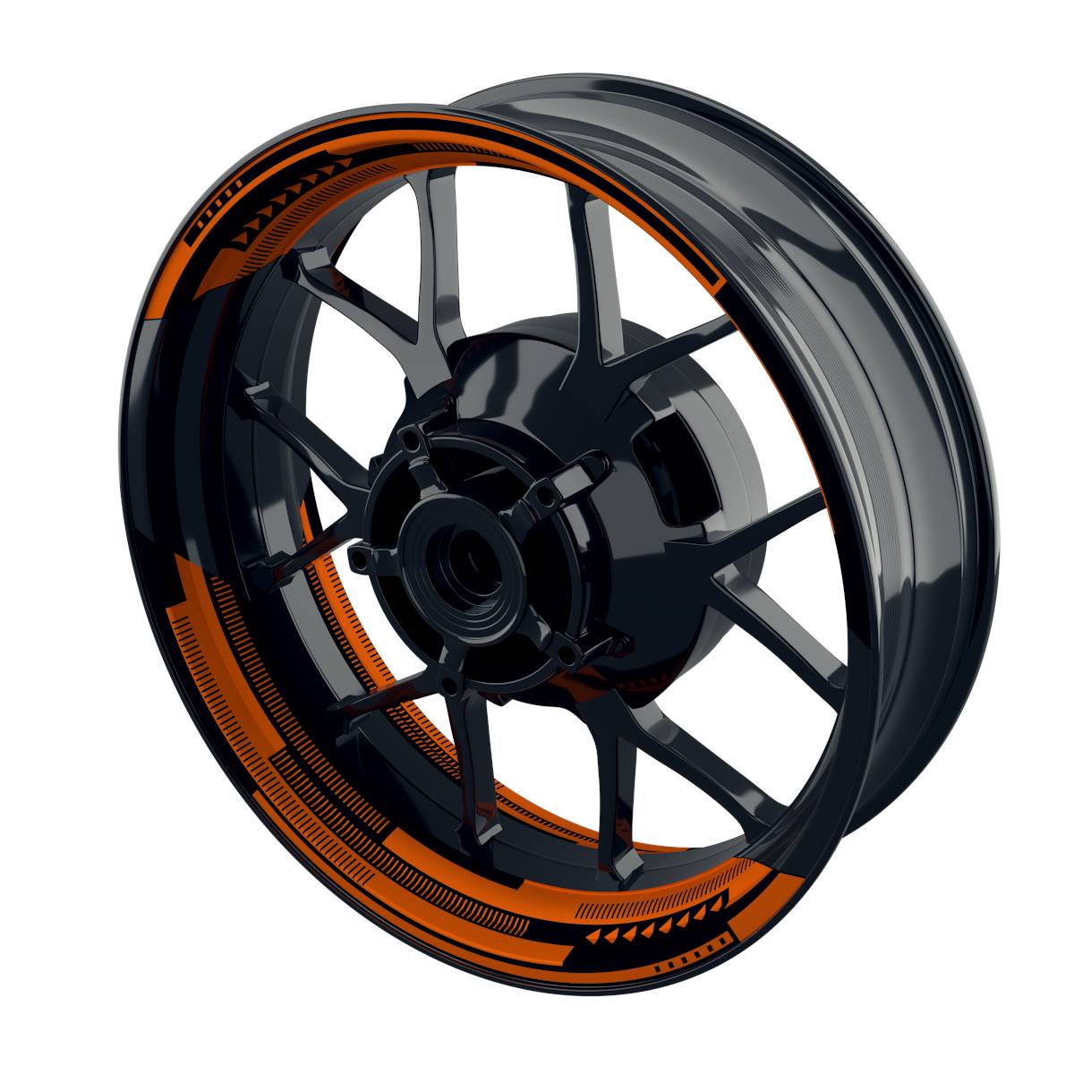 Felgenaufkleber Cybertech schwarz Wheelsticker Premium geteilt orange
