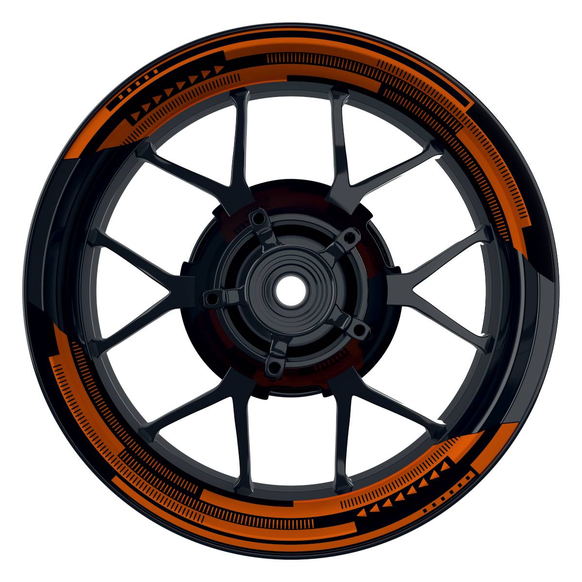 Felgenaufkleber Cybertech schwarz Wheelsticker Premium geteilt orange