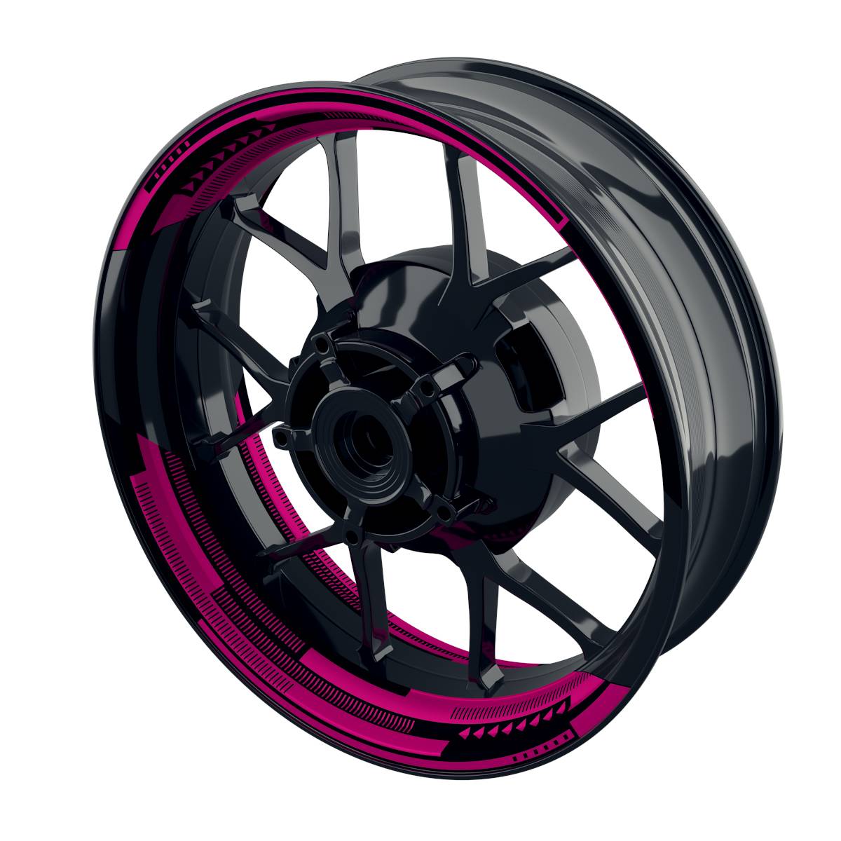 Felgenaufkleber Cybertech schwarz Wheelsticker Premium geteilt pink