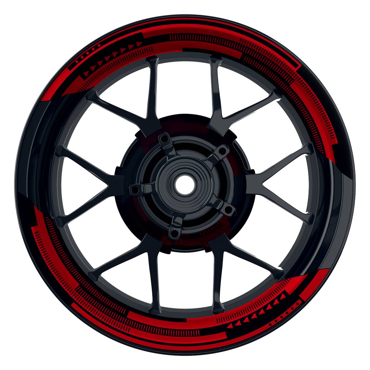 Felgenaufkleber Cybertech schwarz Wheelsticker Premium geteilt rot