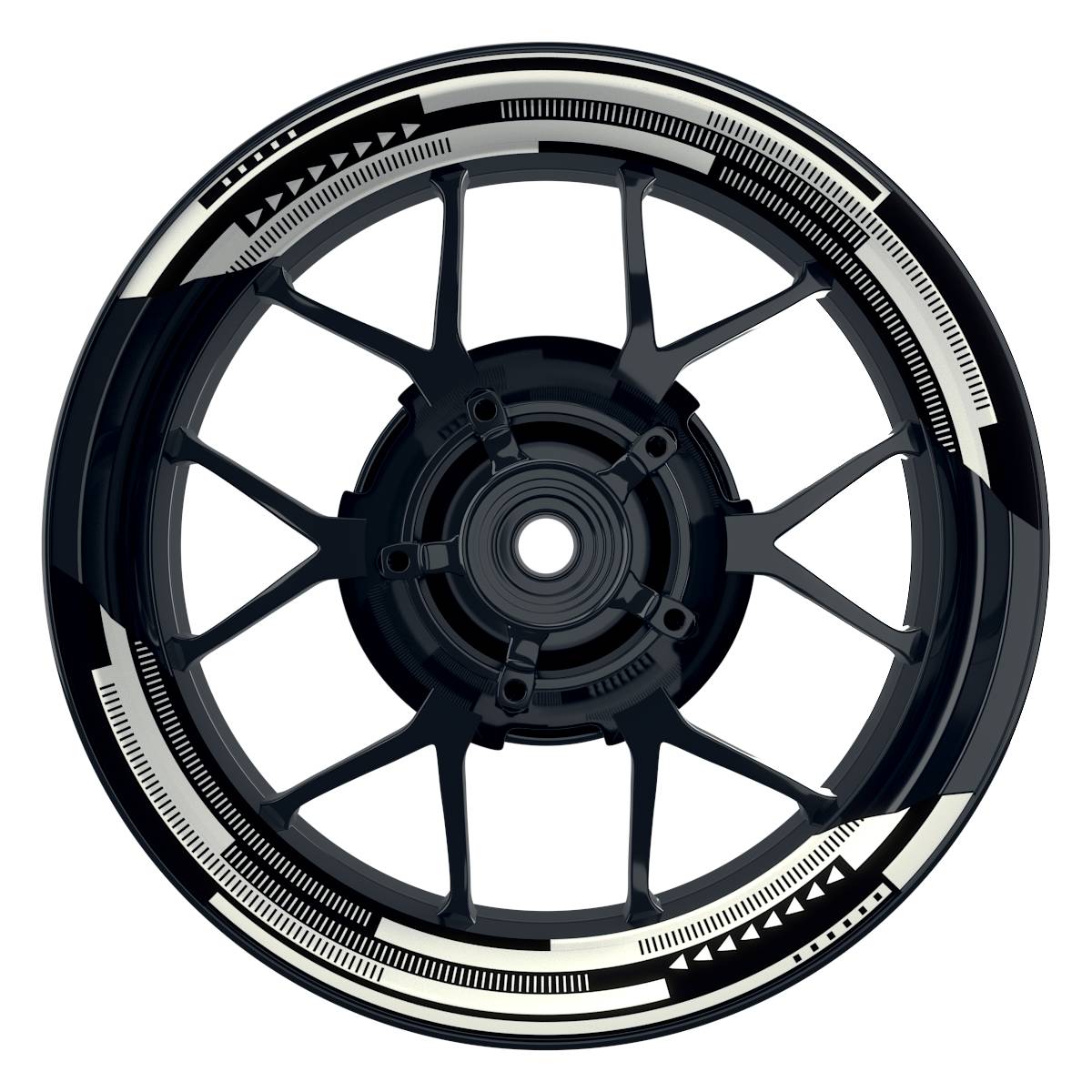 Felgenaufkleber Cybertech schwarz Wheelsticker Premium geteilt weiss