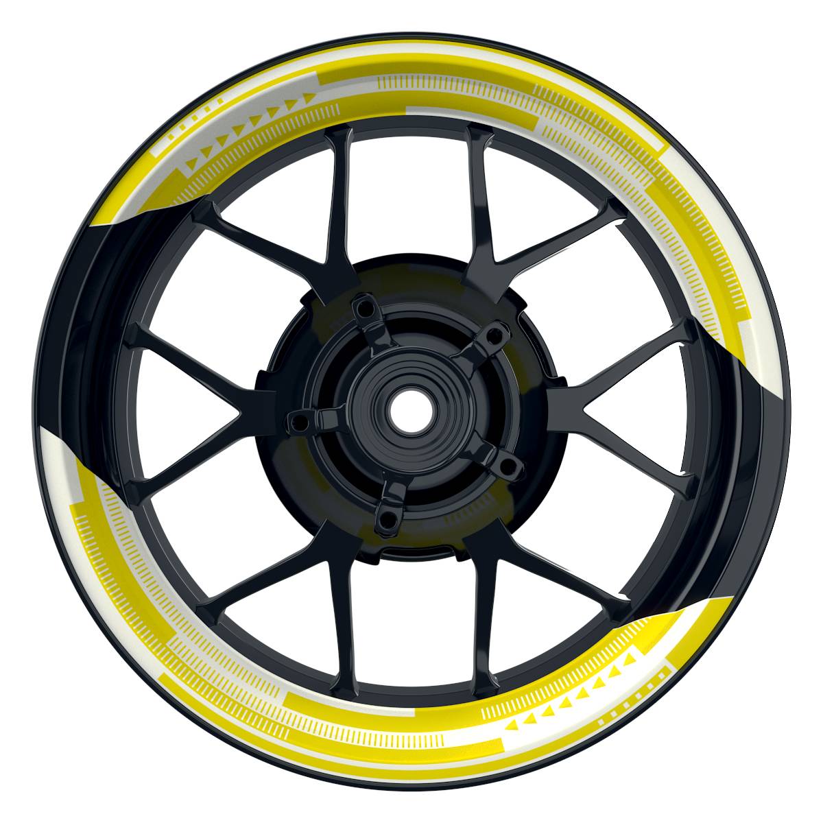 Felgenaufkleber Cybertech weiss Wheelsticker Premium geteilt gelb