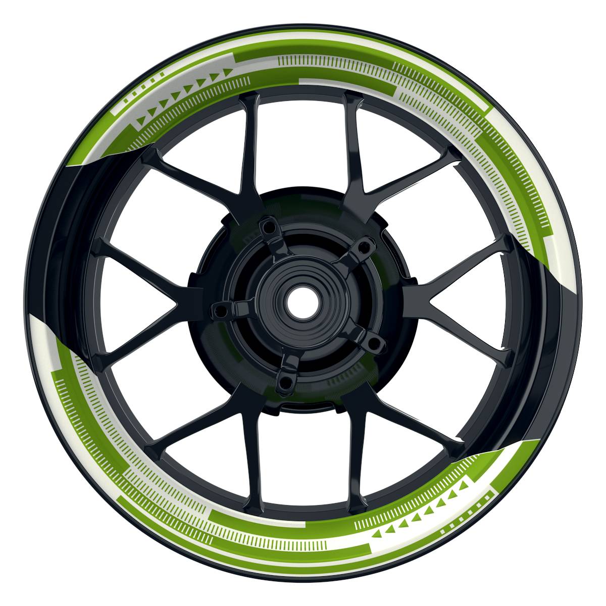 Felgenaufkleber Cybertech weiss Wheelsticker Premium geteilt grün