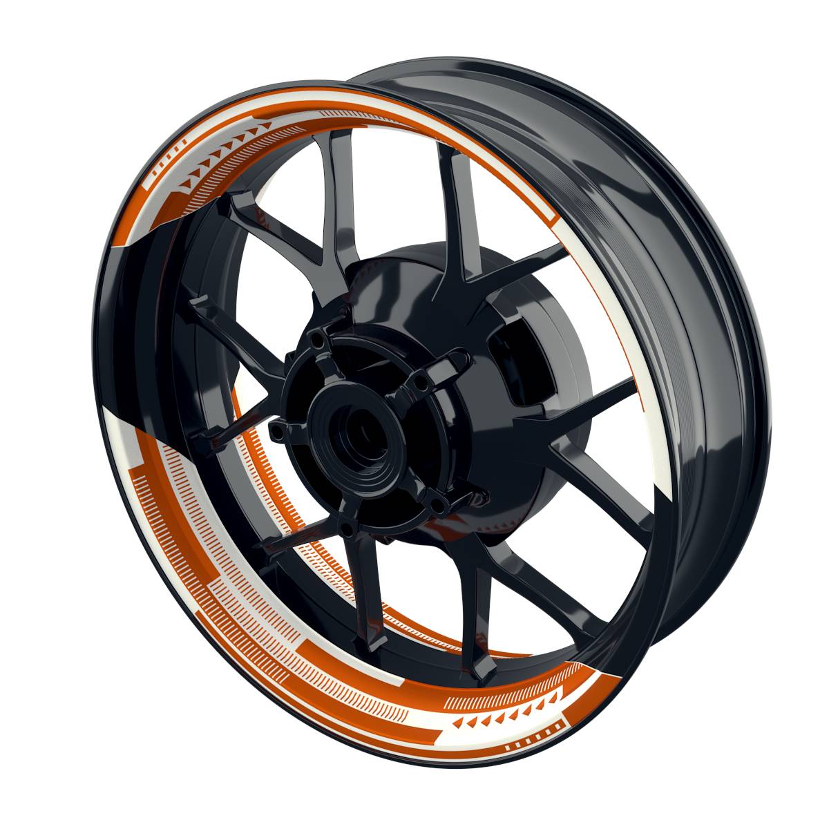 Felgenaufkleber Cybertech weiss Wheelsticker Premium geteilt orange