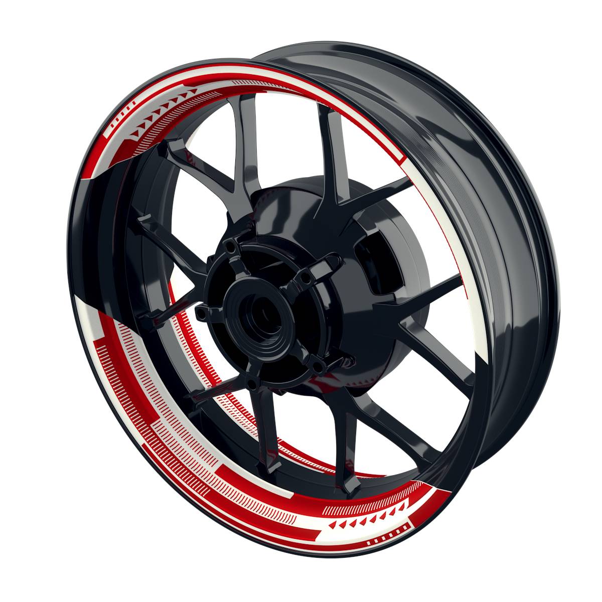 Felgenaufkleber Cybertech weiss Wheelsticker Premium geteilt rot