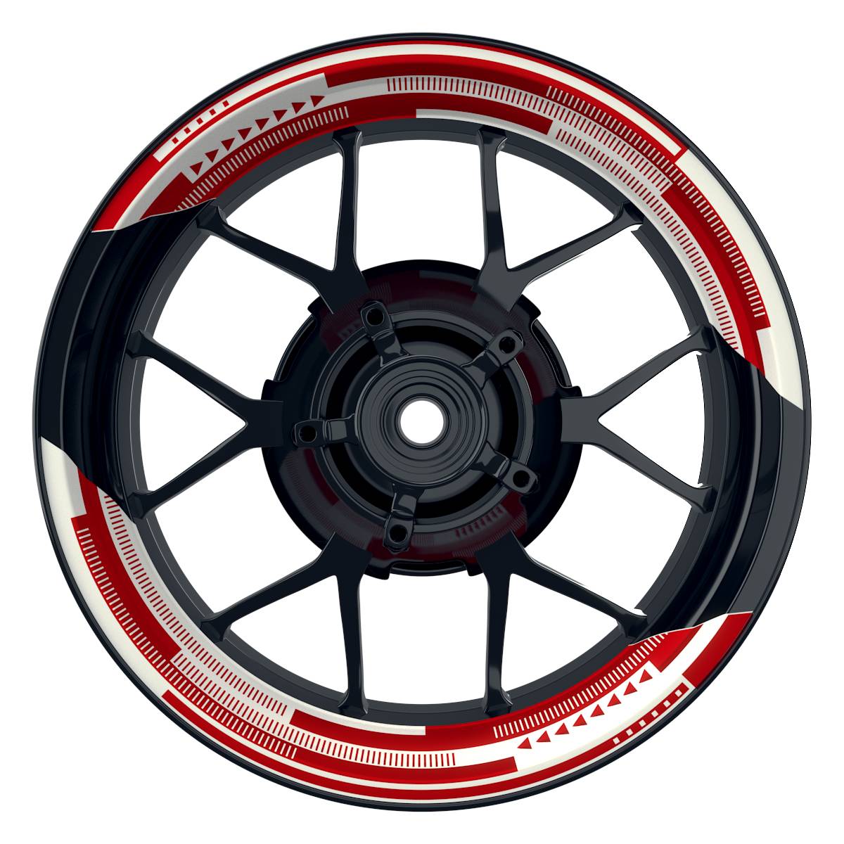 Felgenaufkleber Cybertech weiss Wheelsticker Premium geteilt rot