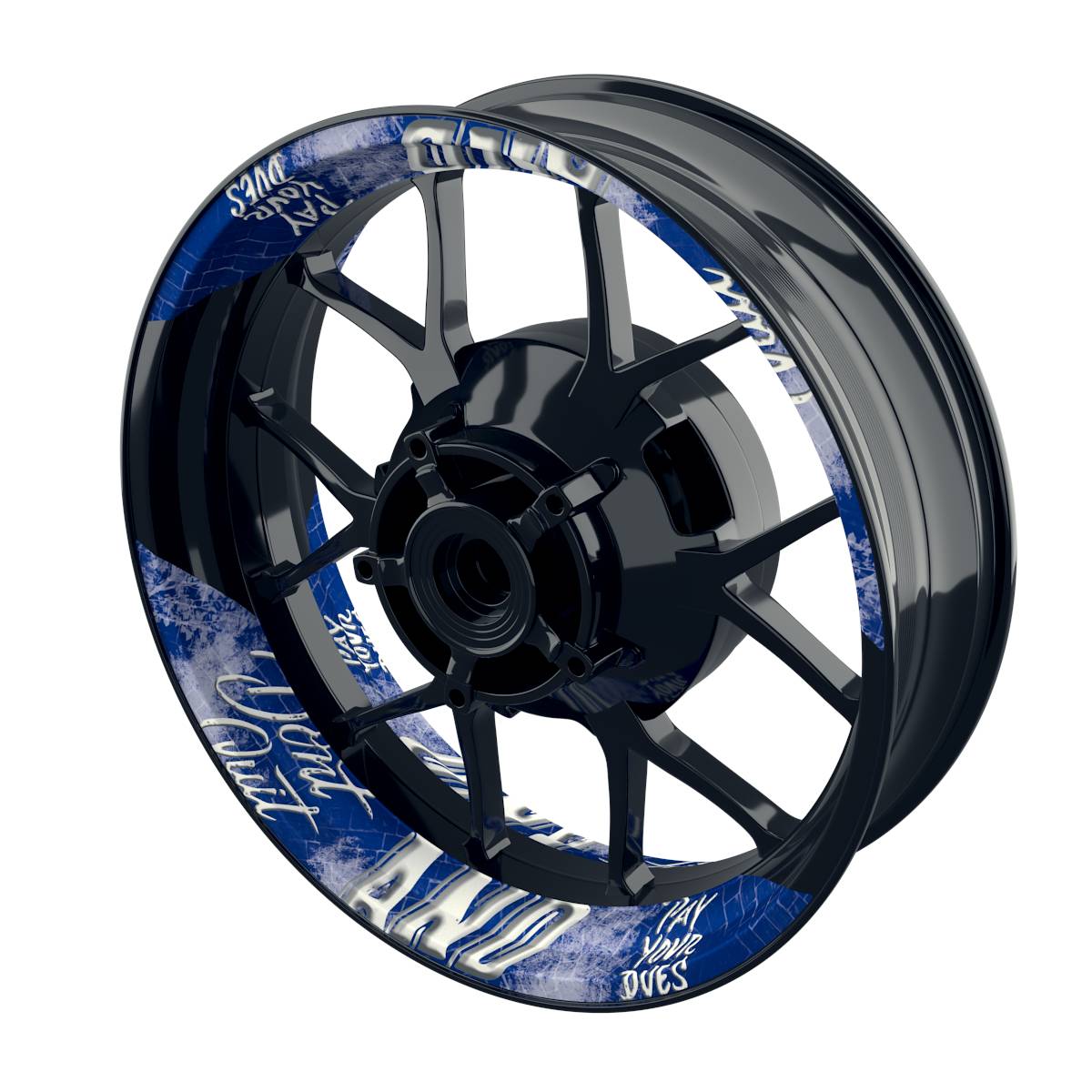 Felgenaufkleber Dontquit weiss Wheelsticker Premium geteilt blau