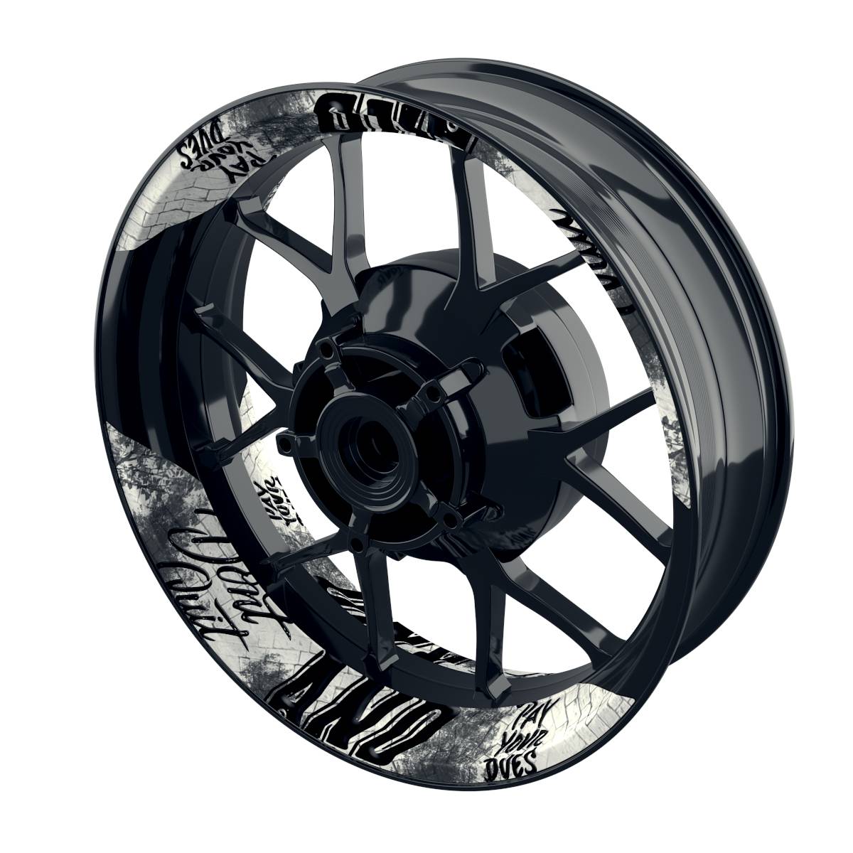 Felgenaufkleber Dontquit weiss Wheelsticker Premium geteilt gelb