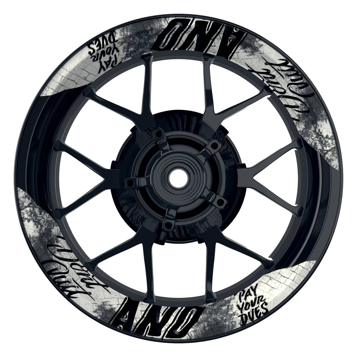 Felgenaufkleber Dontquit Premium geteilt weiss