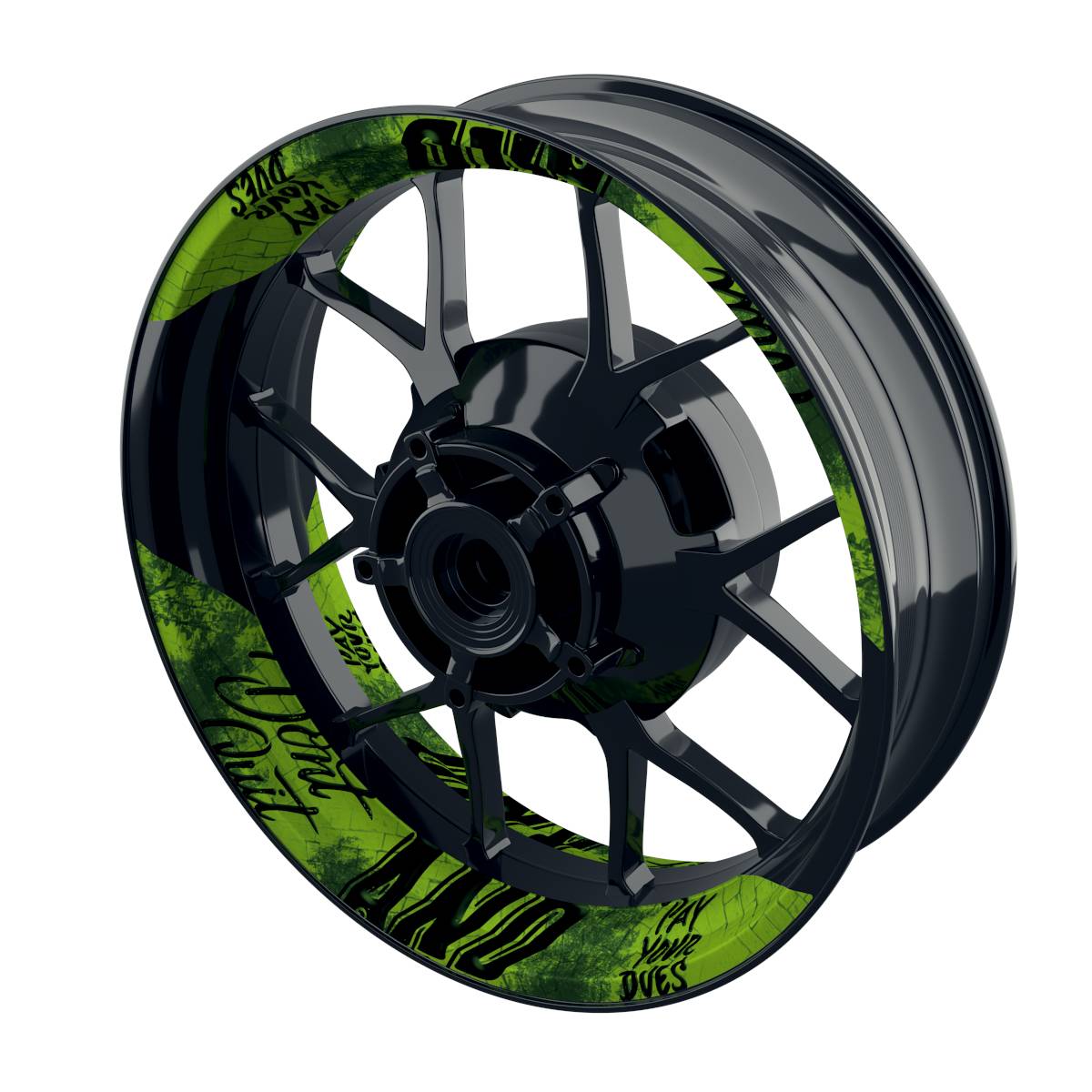 Felgenaufkleber Dontquit weiss Wheelsticker Premium geteilt grün