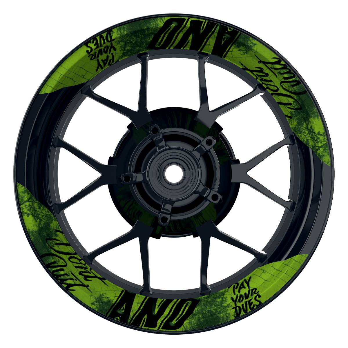Felgenaufkleber Dontquit weiss Wheelsticker Premium geteilt grün