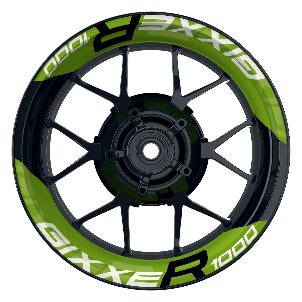 Suzuki GSXR 1000 Felgenaufkleber Gixxer 1000 einfarbig V2 Wheelsticker Premium geteilt grün