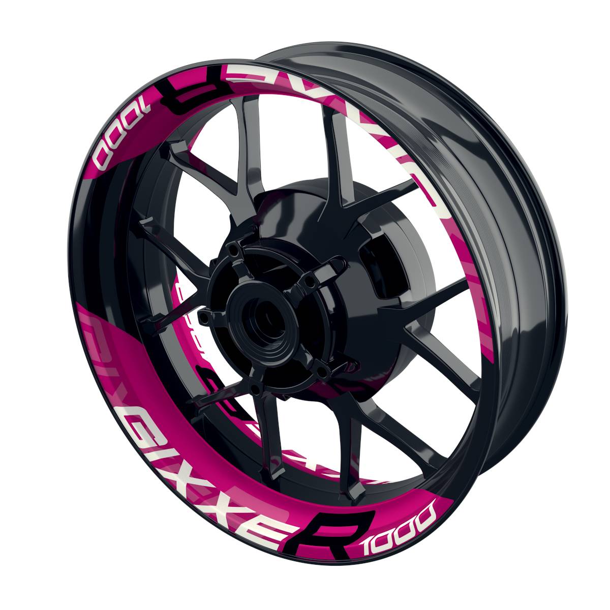 Suzuki GSXR 1000 Felgenaufkleber Gixxer 1000 einfarbig V2 Wheelsticker Premium geteilt pink