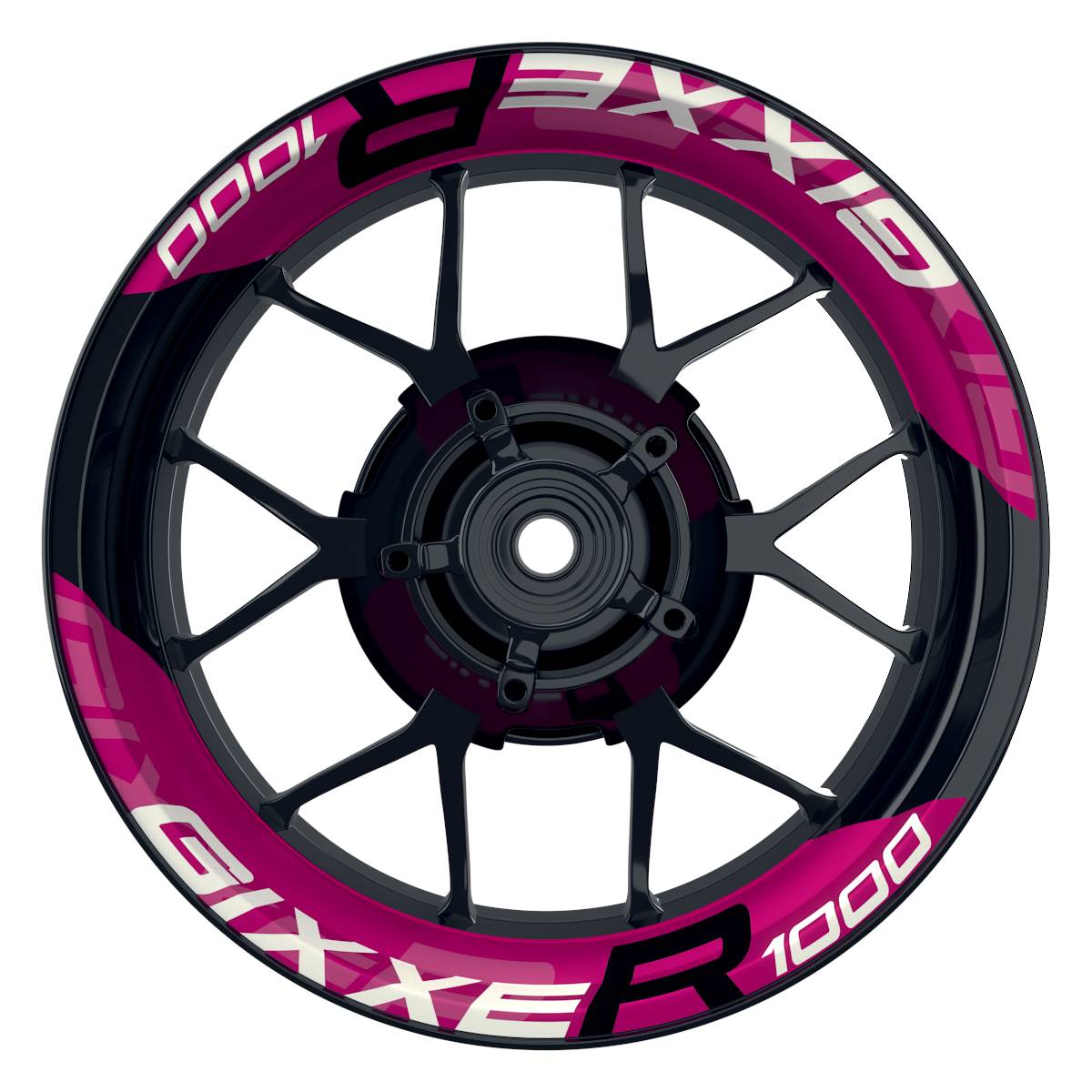 Suzuki GSXR 1000 Felgenaufkleber Gixxer 1000 einfarbig V2 Wheelsticker Premium geteilt pink