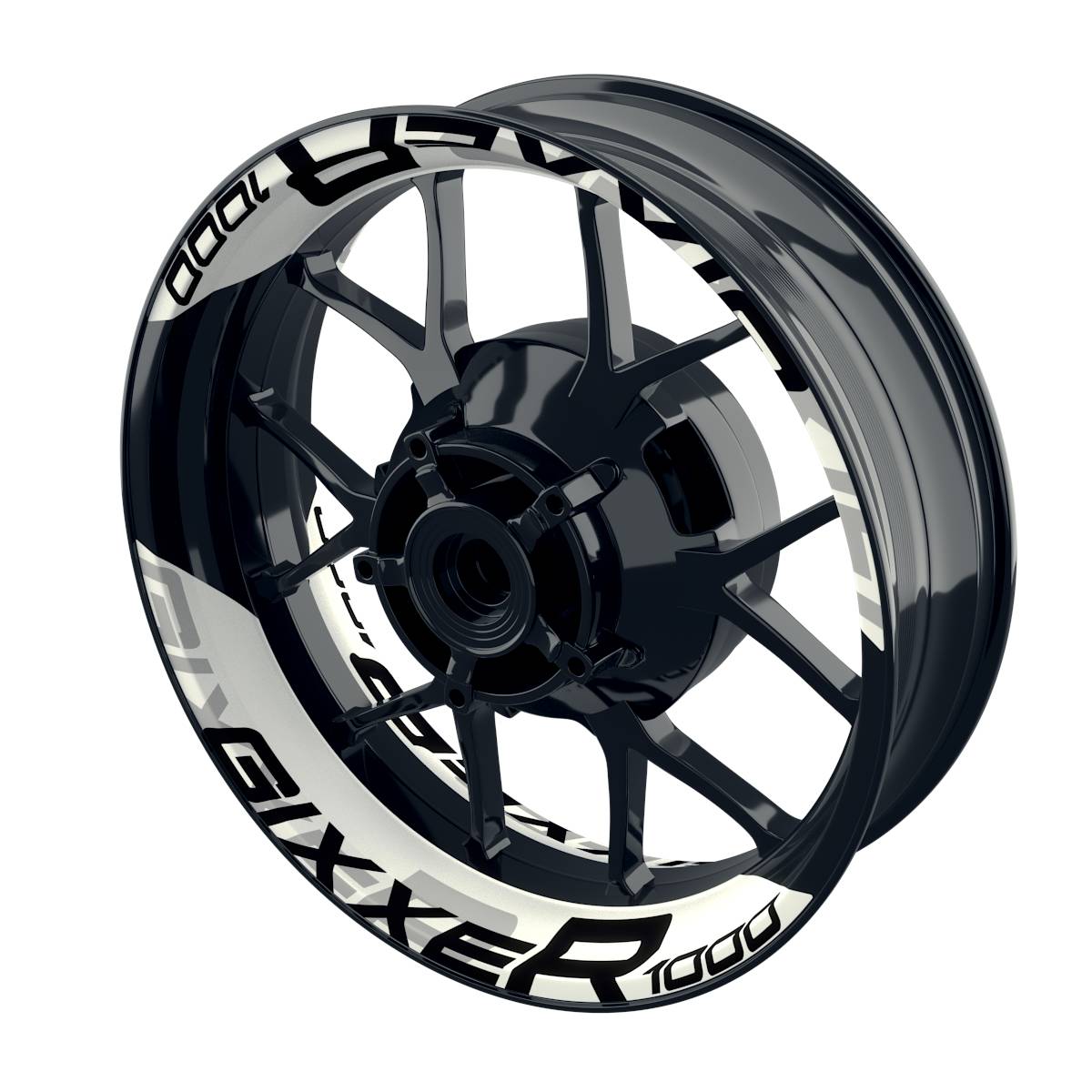 Suzuki GSXR 1000 Felgenaufkleber Gixxer 1000 einfarbig V2 Wheelsticker Premium geteilt weiss