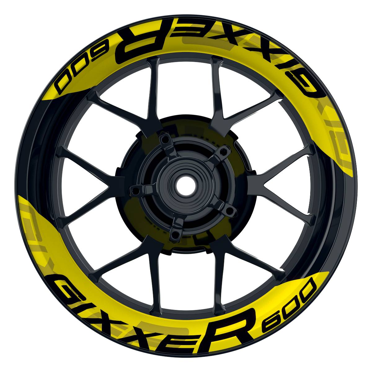 Suzuki GSXR 600 Felgenaufkleber GIXXER 600 einfarbig V2 Wheelsticker Premium geteilt gelb