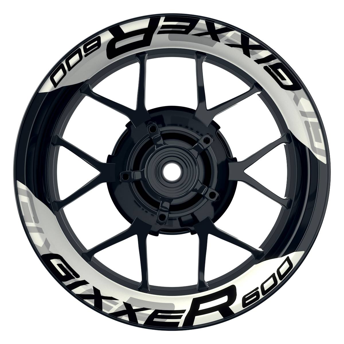 Suzuki GSXR 600 Felgenaufkleber GIXXER 600 einfarbig V2 Wheelsticker Premium geteilt weiss