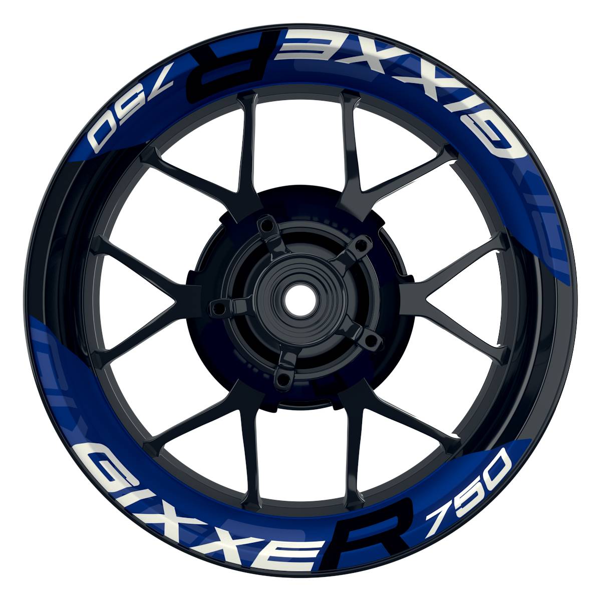 Suzuki GSXR 750 Felgenaufkleber GIXXER 750 einfarbig V2 Wheelsticker Premium geteilt blau