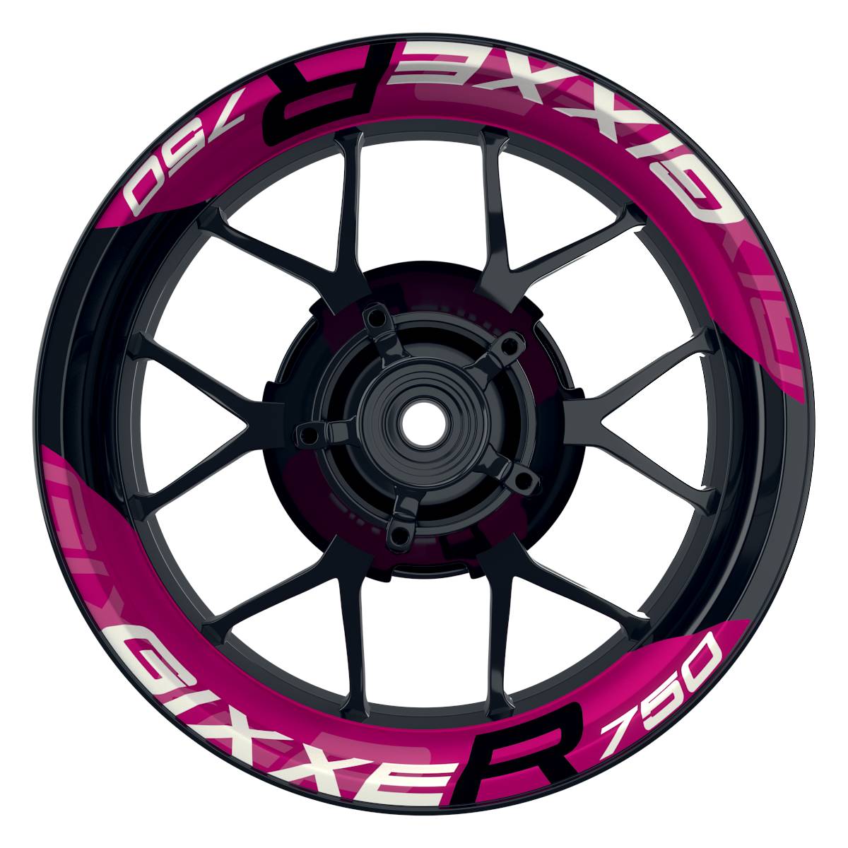 Suzuki GSXR 750 Felgenaufkleber GIXXER 750 einfarbig V2 Wheelsticker Premium geteilt pink