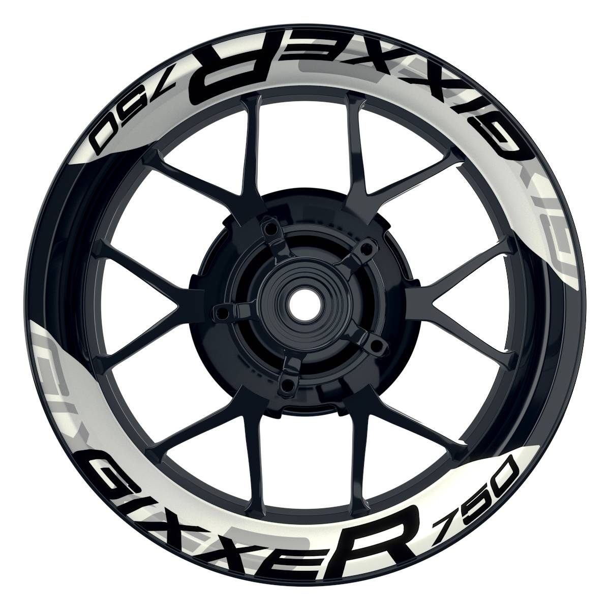 Suzuki GSXR 750 Felgenaufkleber GIXXER 750 einfarbig V2 Wheelsticker Premium geteilt weiss