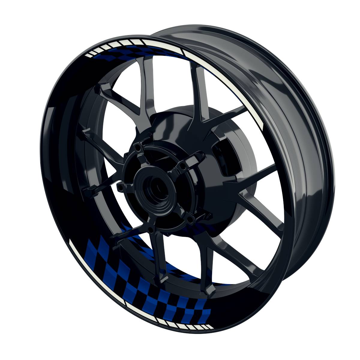 Felgenaufkleber GRID schwarz Wheelsticker Premium geteilt blau