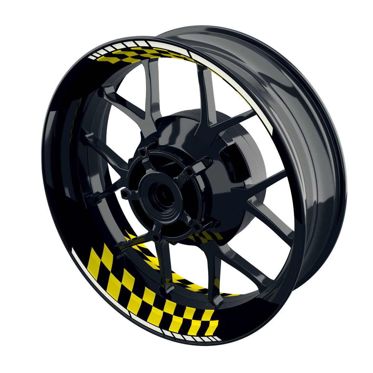 Felgenaufkleber GRID schwarz Wheelsticker Premium geteilt gelb