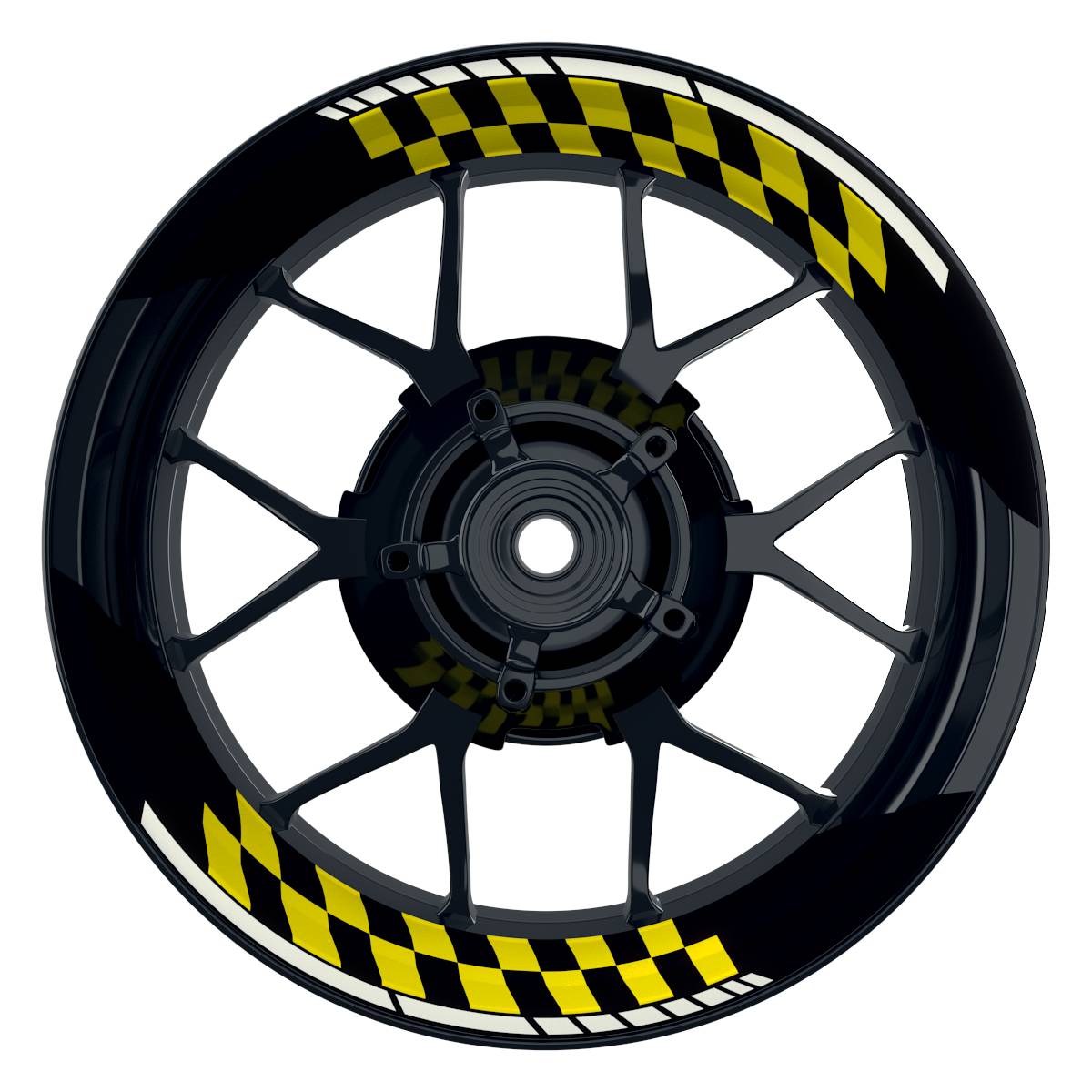 Felgenaufkleber GRID schwarz Wheelsticker Premium geteilt gelb
