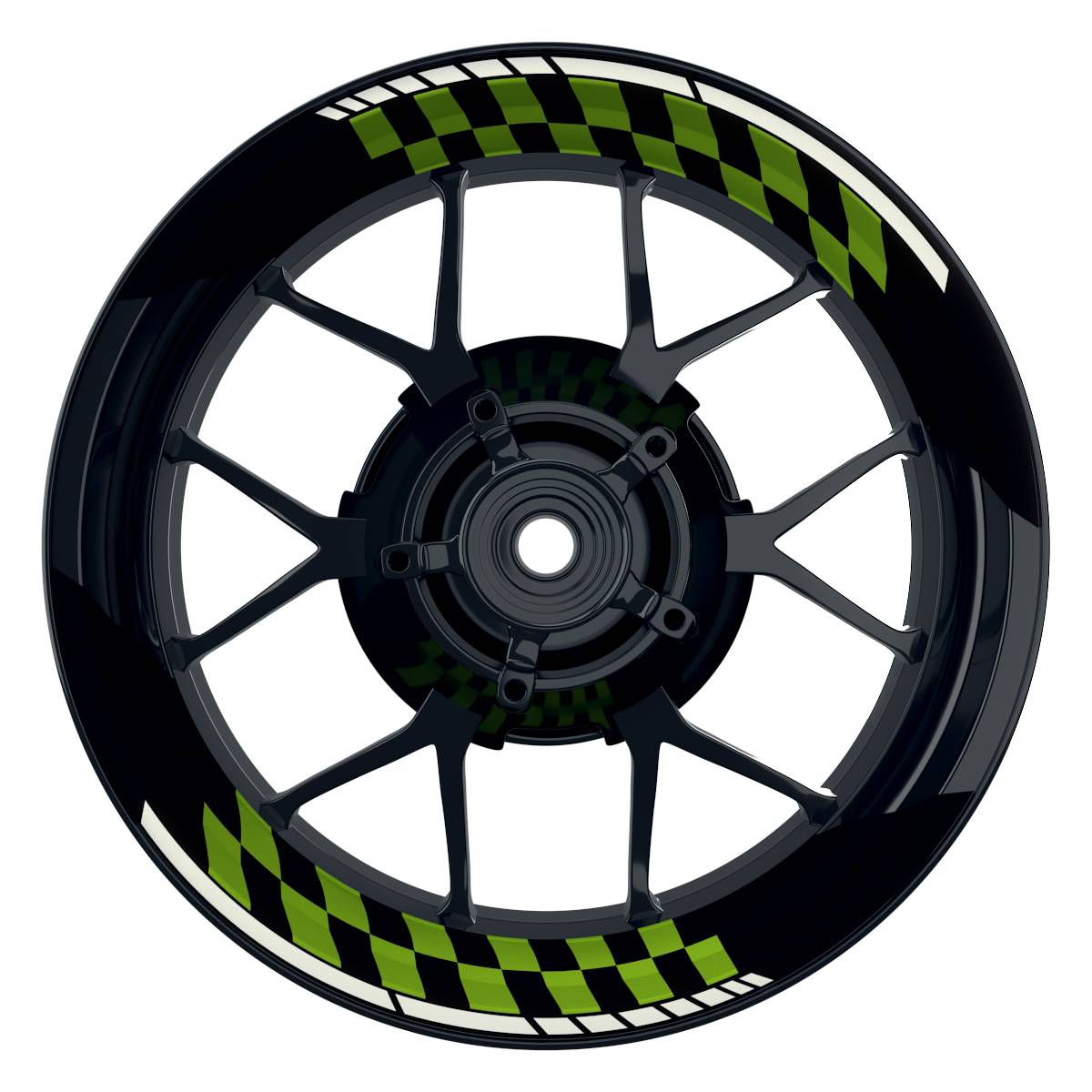Felgenaufkleber GRID schwarz Wheelsticker Premium geteilt grün