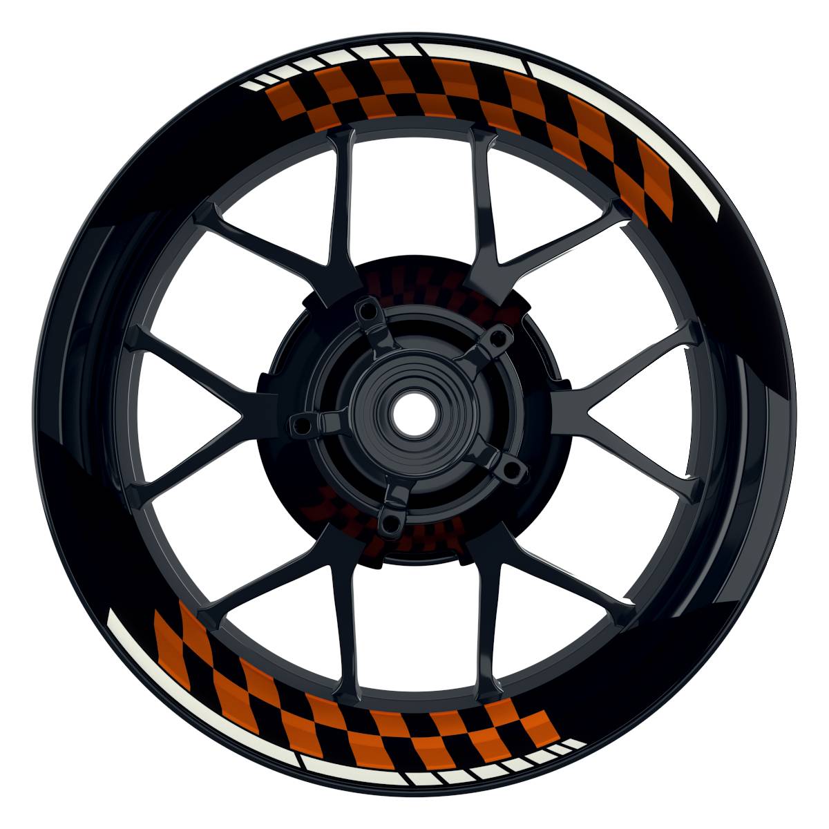 Felgenaufkleber GRID schwarz Wheelsticker Premium geteilt orange