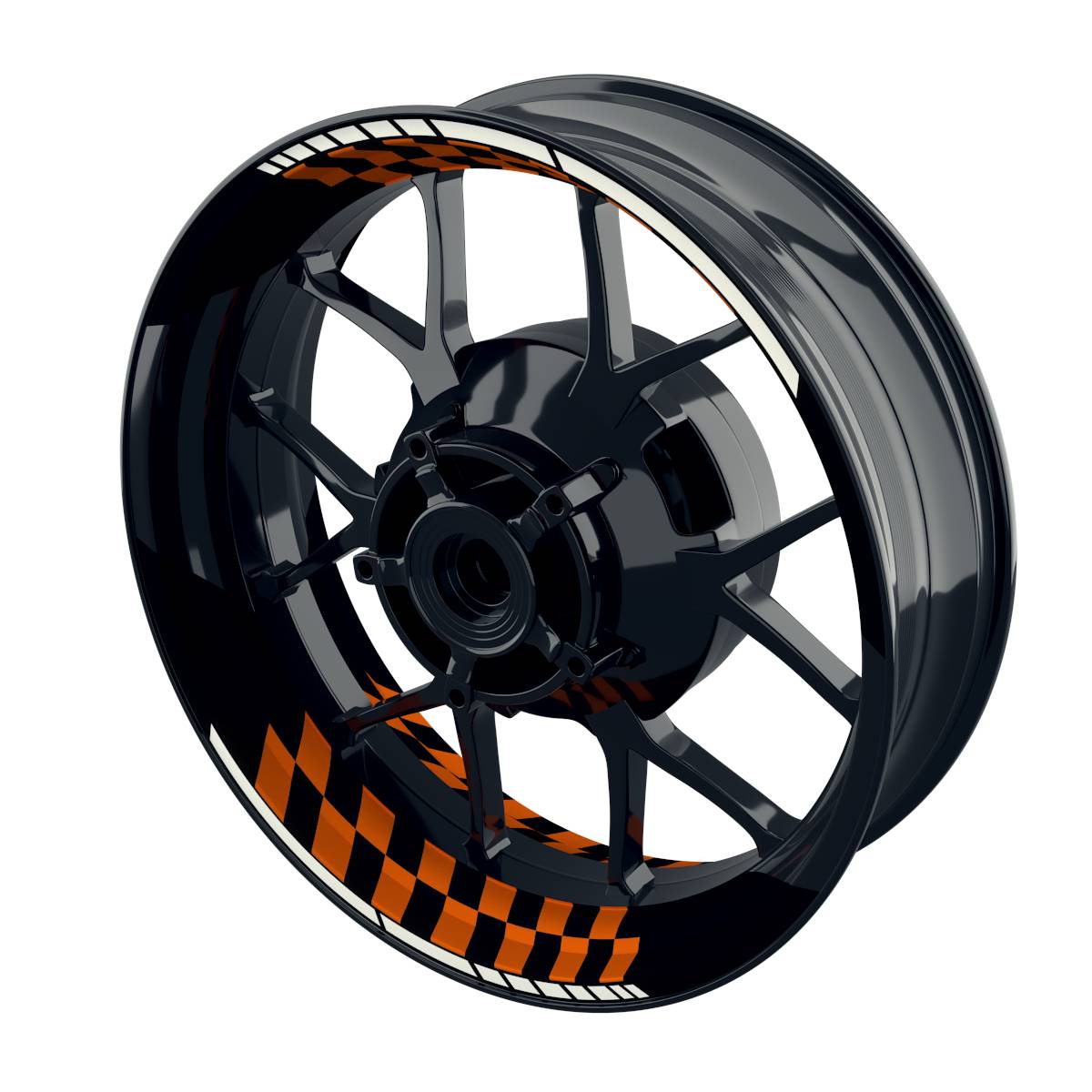 Felgenaufkleber GRID schwarz Wheelsticker Premium geteilt orange