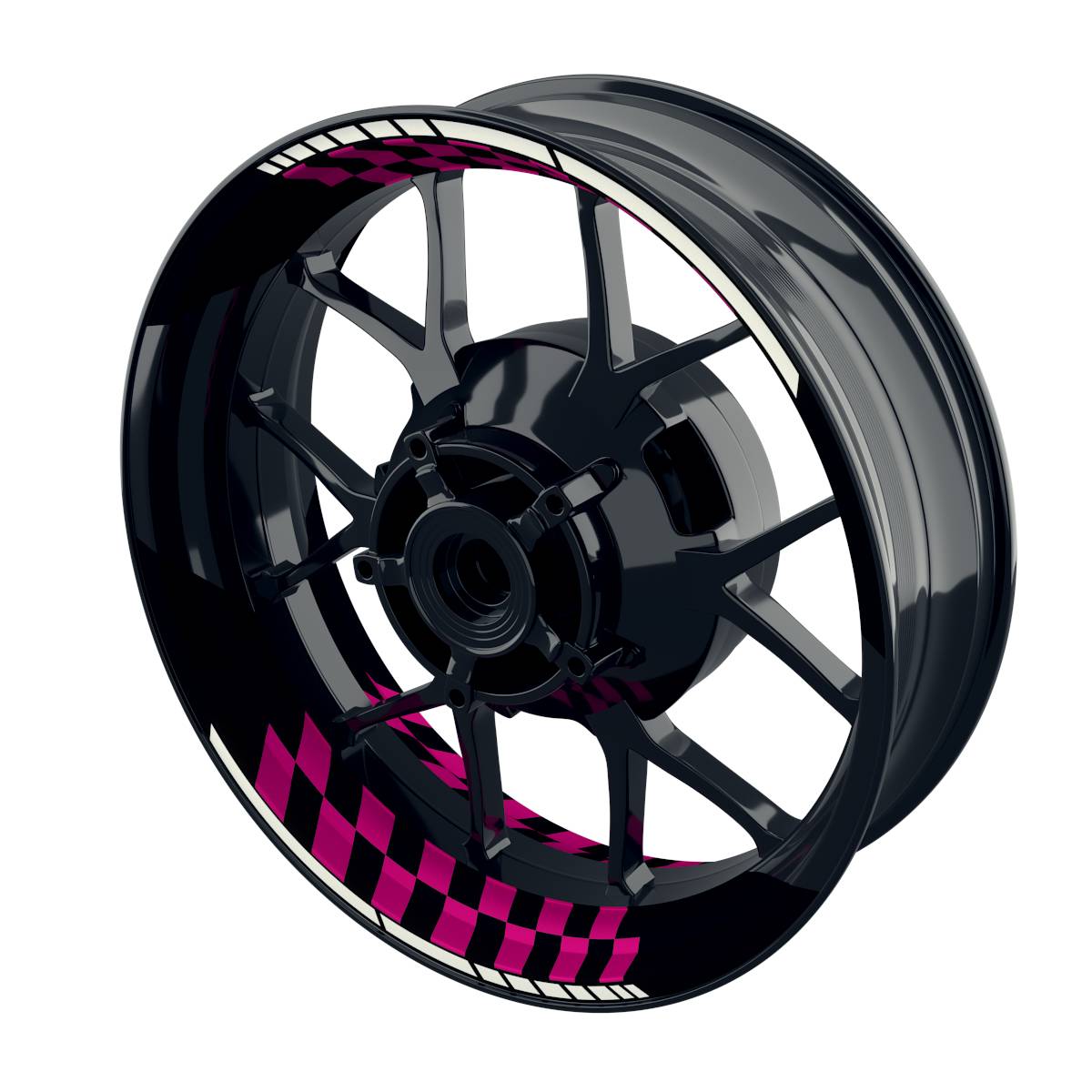 Felgenaufkleber GRID schwarz Wheelsticker Premium geteilt pink