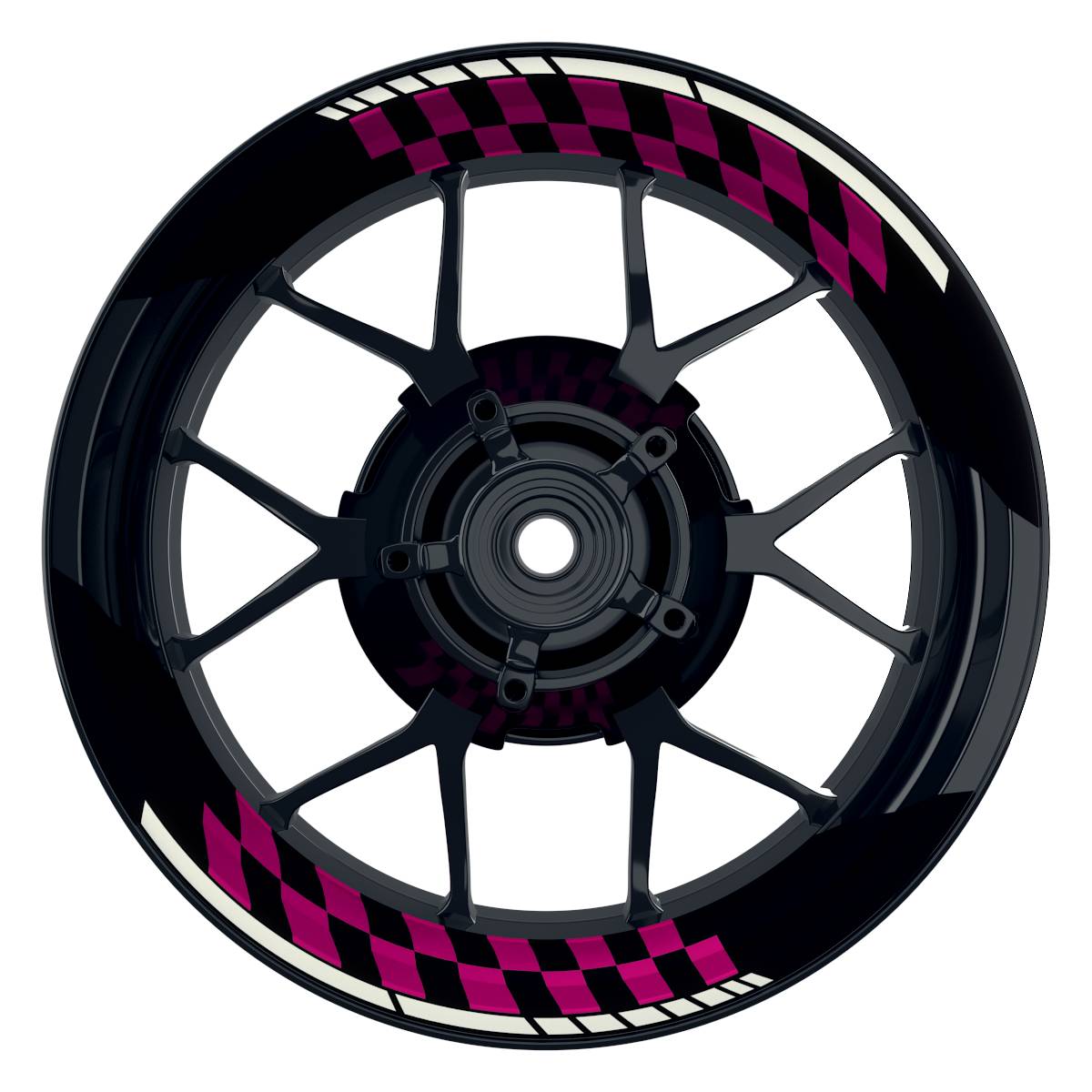 Felgenaufkleber GRID schwarz Wheelsticker Premium geteilt pink