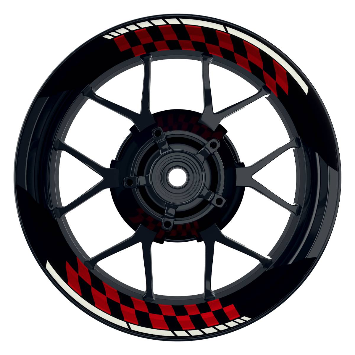 Felgenaufkleber GRID schwarz Wheelsticker Premium geteilt rot